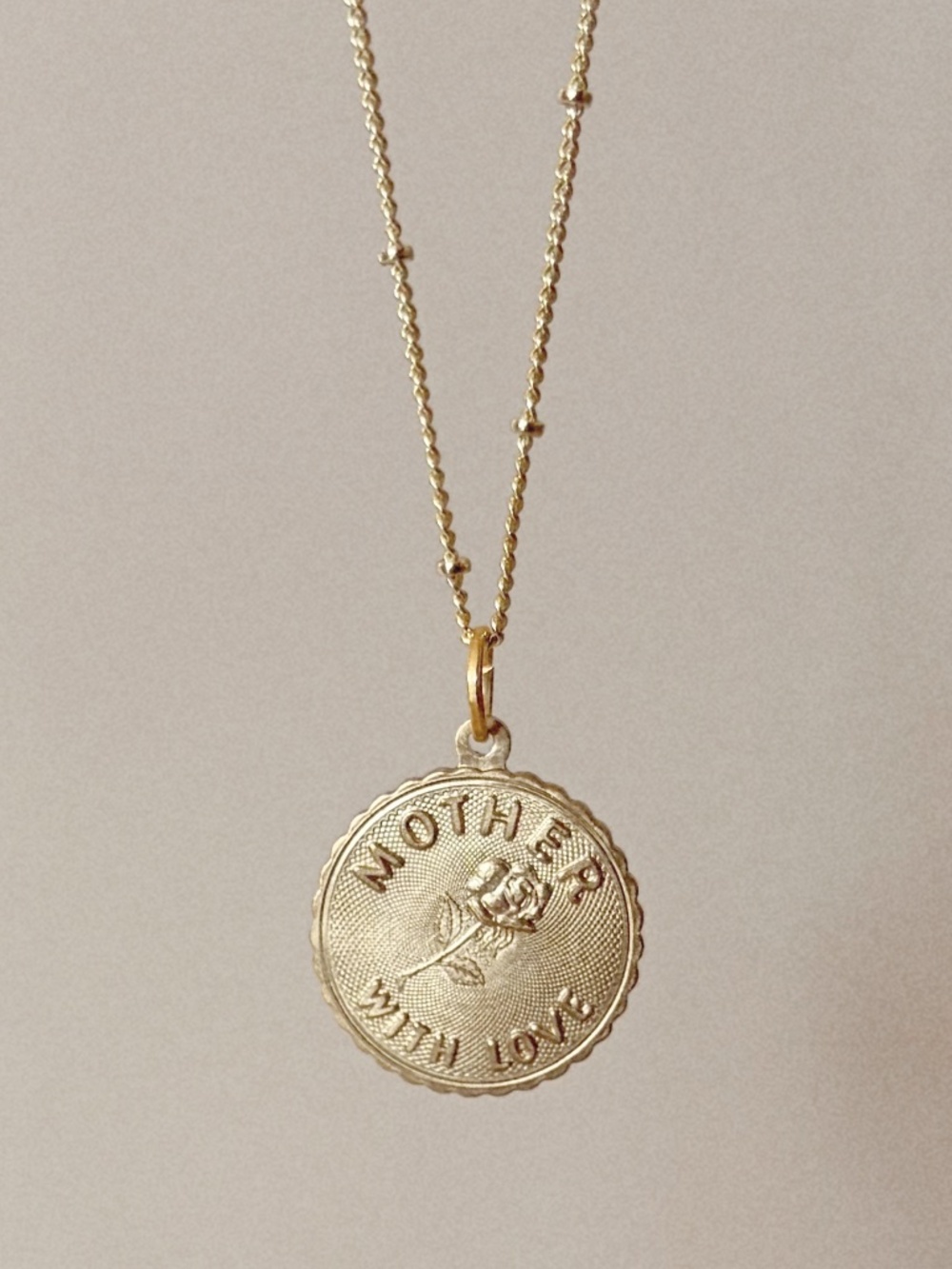 Mother With Love Gold Pendant Necklace | Dainty Vintage Inspired Necklace